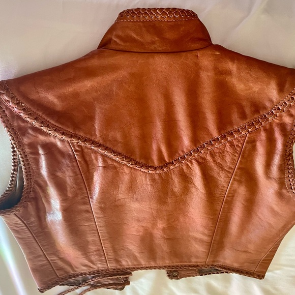 Custom Made Hand Braided Leather Pants Vest - Picture 3 of 5